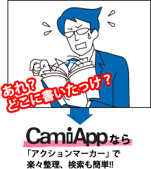 ����H�ǂ��ɏ����������HCamiApp�Ȃ�u�A�N�V�����}�[�J�[�v�Ŋy�X�����A�������ȒP!!
