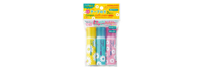 テープのり〈キャンパス ドットライナースティック〉(3個パック・限定デザイン)