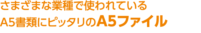 さまざまな業種で使われている A5書類にピッタリのA5ファイル