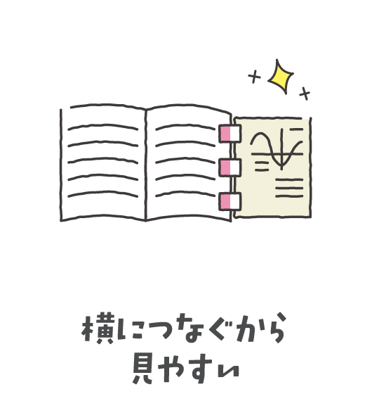 横につなぐから見やすい