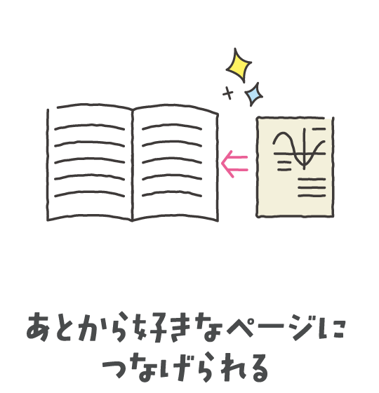 あとから好きなページにつなげられる