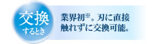 交換するとき　業界初。刃に直接触れずに交換可能。