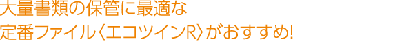 大量書類の保管に最適な定番ファイル〈エコツインR〉がおすすめ！