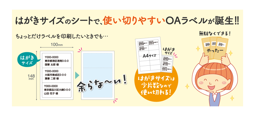 ちょっとだけラベルを印刷したいとき… A4サイズのシートだとたくさん余っちゃう…