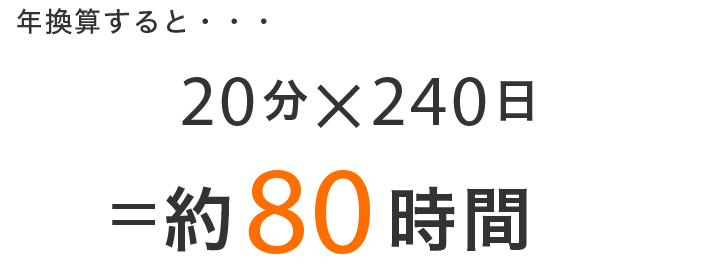 年換算すると・・・20分×240日=4,800分