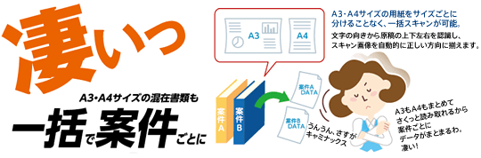 凄いっA3・A4サイズの混在書類も一括で案件ごとに