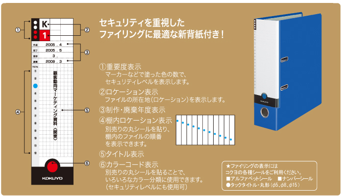 セキュリティを重視したファイリングに最適な新背紙付き！