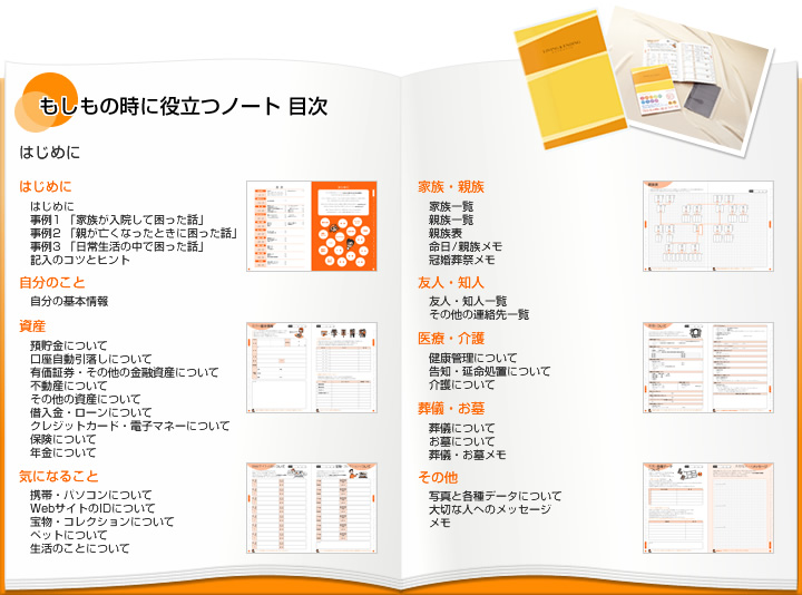 「もしもの時に役立つノート」 目次