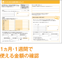 １ヵ月・１週間で 使える金額の確認