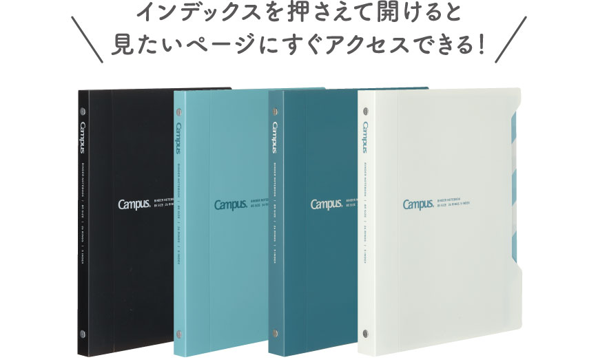 インデックスを押さえて開けると見たいページにすぐアクセスできる！