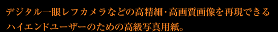 デジタル一眼レフカメラなどの高精細・高画質画像を再現できるハイエンドユーザーのための高級写真用紙