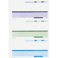 プリンタ用カット紙フォーム仕切書3面付A4 紫／緑／青