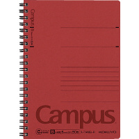 キャンパスツインリングノート(色厚表紙)B6中横罫50枚赤