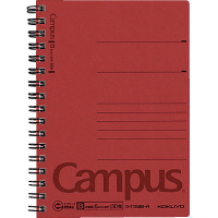 キャンパスツインリングノート(色厚表紙)Ａ6中横罫50枚赤