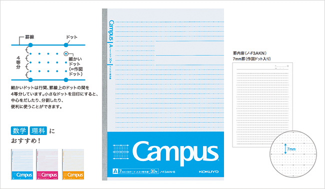 科目別で使い分けよう！ドット入り罫線シリーズ（文系線・理系線）｜コクヨ