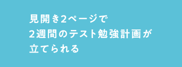 見開き2ページで2週間のテスト勉強計画が立てられる