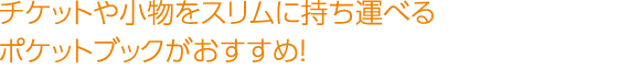 チケットや小物をスリムに持ち運べるポケットブックがおすすめ！