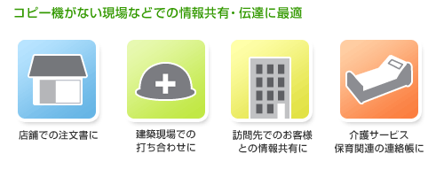 コピー機がない現場などでの情報共有・伝達に最適