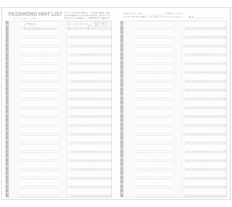 パスワードヒントリスト