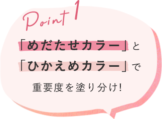 1.「めだたせカラー」と「ひかえめカラー」で重要度を塗り分け!