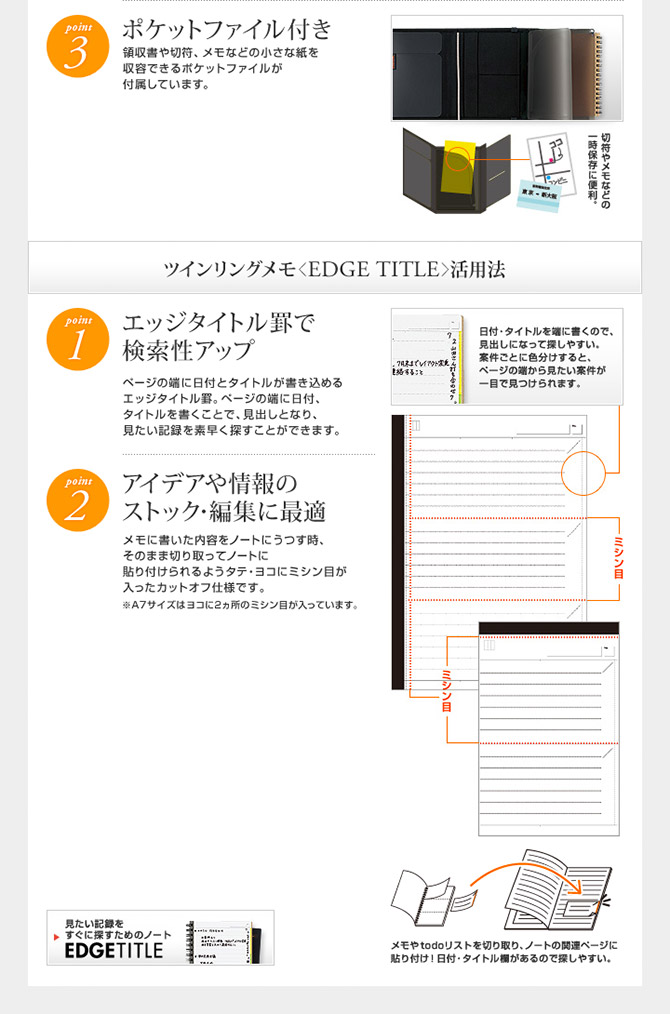 エッジタイトル罫で検索性アップ