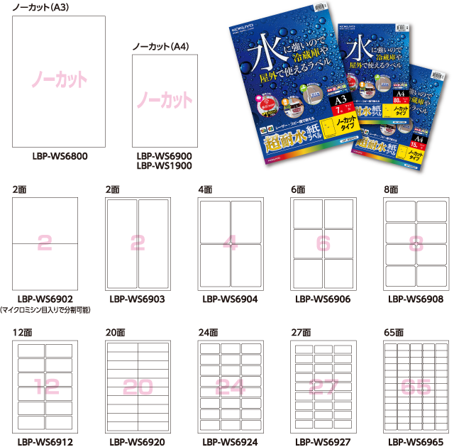 コクヨ　ＬＢＰ用紙ラベル　カラー＆モノクロ対応　Ａ４　５００枚入　４４面カット　ＬＢＰ−Ｆ２８３８８−５００Ｎ - 3