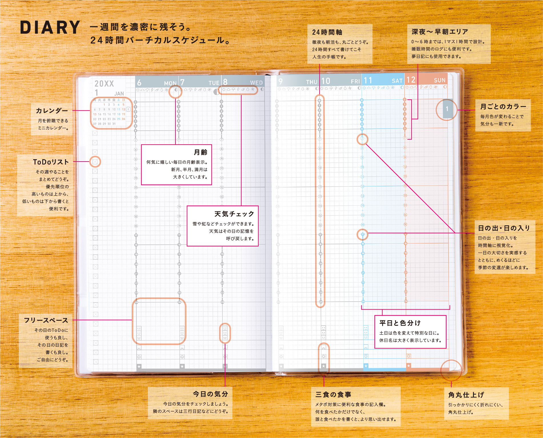 DAIRY 一週間を濃密に残そう。24時間バーチカルスケジュール